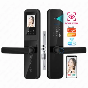 HD Camera Screen Digital Door Lock Tuya Wifi Biometric Fingerprint Smart Locks Video Keys Combination Electronic Door Lock Pack of 2