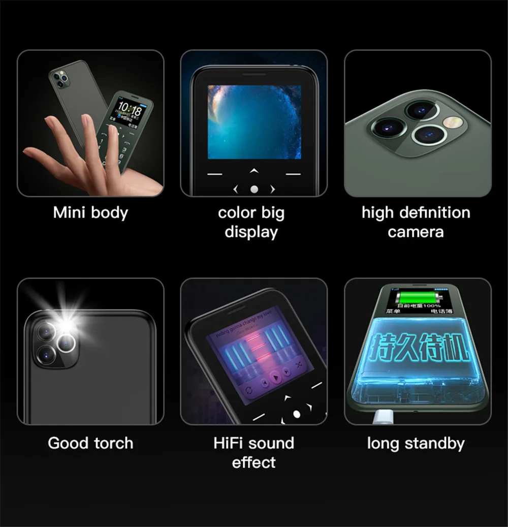 Thin Soyes 7S Plus 7s+ Small Cell Card Phones 1.5"IPS Student Unlocked Mini Pocket Mobile Phone Portable Torch HIFI Camera - Image 3