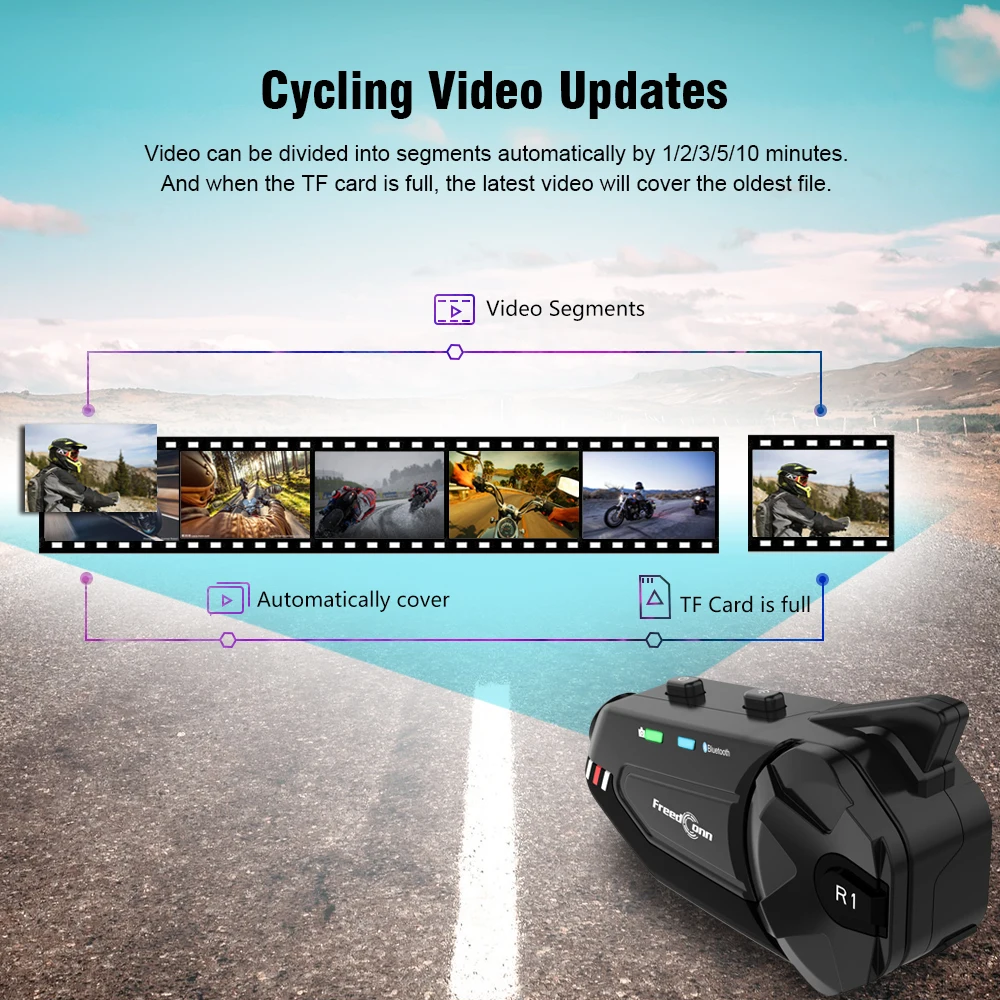 1080P HD Camera Video Recorder Motorcycle Helmets Bluetooth Group Intercom Headset Motorcycle Bluetooth Intercom - Image 2