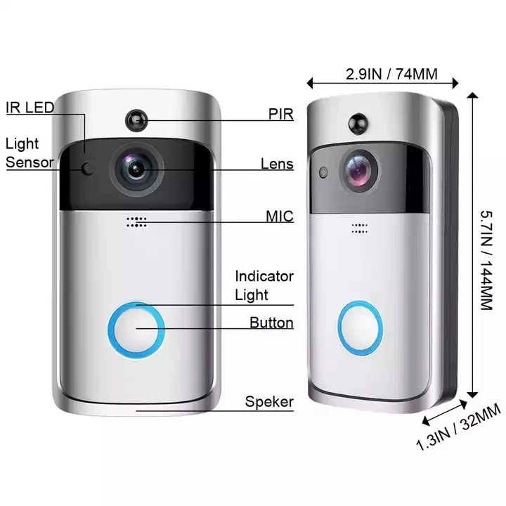 AiWit V5 HD WiFi Video Doorbell 720P Home Security System Camera Waterproof Battery-Powered Ring Video Doorbell Wholesale Pack of 2 - Image 4