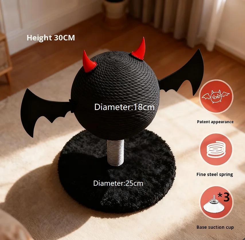 Cute Shape Modern Black Color Cat Toy Scratch Ball Sisal-Wrapped Wear-Resistant Claw Roller with Self-Relief Climbing Rack - Image 2