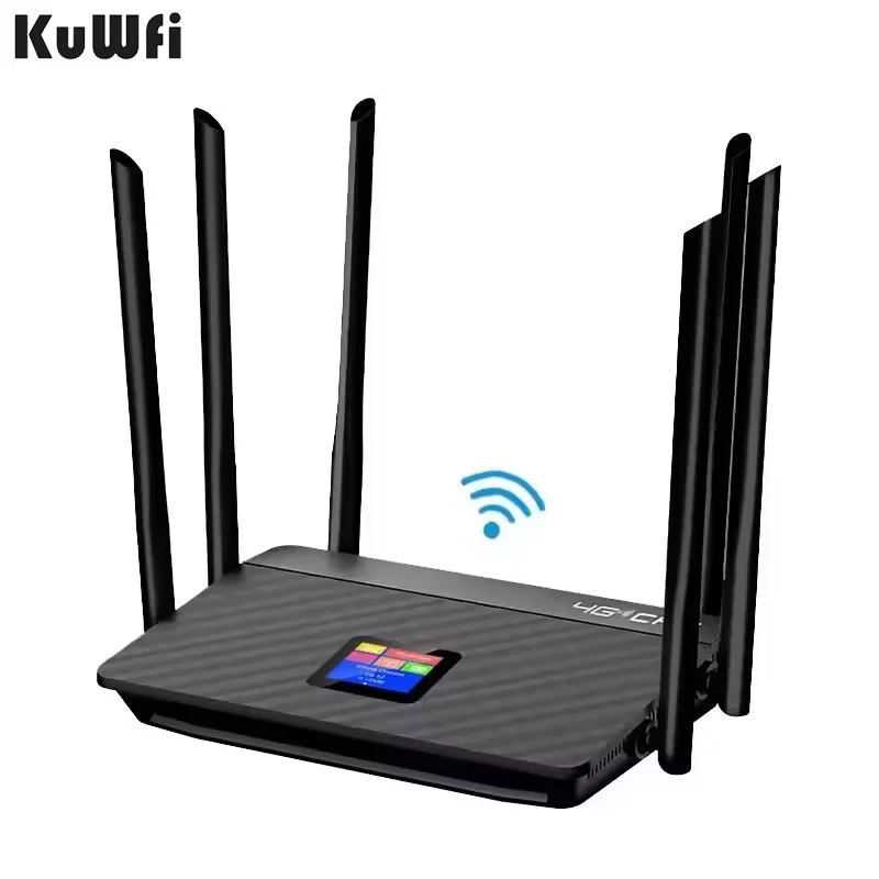 US/EU/AS Band KuWFi 150Mbps Lte Wireless Router Modem LCD Universal Wifi Router Sim Card 4g Router with Modem Function Pack of 2