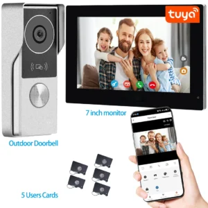 KW06 TUYA Smart 2 Wired Doorbell Camera with Monitor Video Doorbell Intercom System with 1080P 7inch Touch Screen 130 Wide Angle