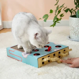 3-in-1 Interactive Educational Cat Toy Set Hammer Mole Board Corrugated Scratcher Cardboard Cat Enrichment Toys Boredom Relief