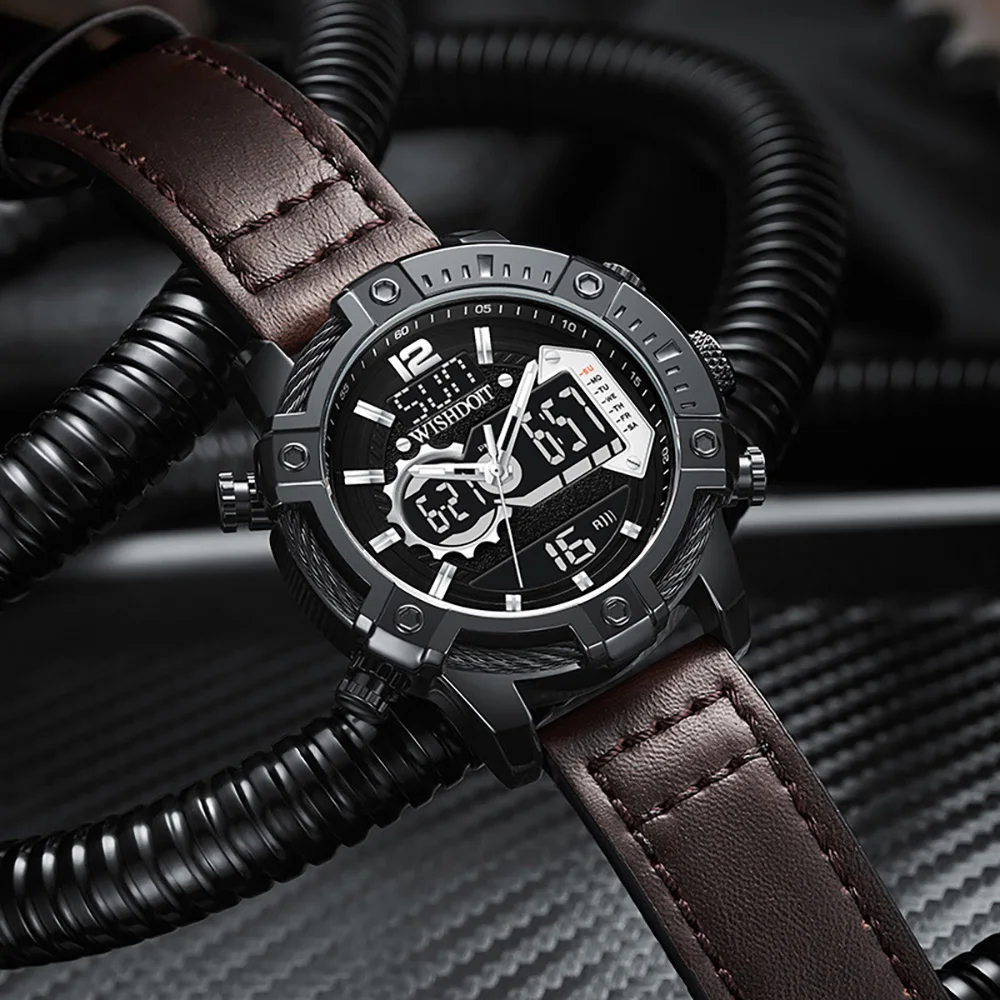 Outdoor Sports Electronic Watch LED Stopwatch Analog Quartz Watch Large Dual Display Waterproof Digital Watches - Image 2