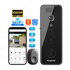 HongGlobal 2MP Waterproof Outdoor Wireless 2.4G 5G WiFi Door Camera Smartlife Tuya Security Video Door Bell Smart Ring Doorbell