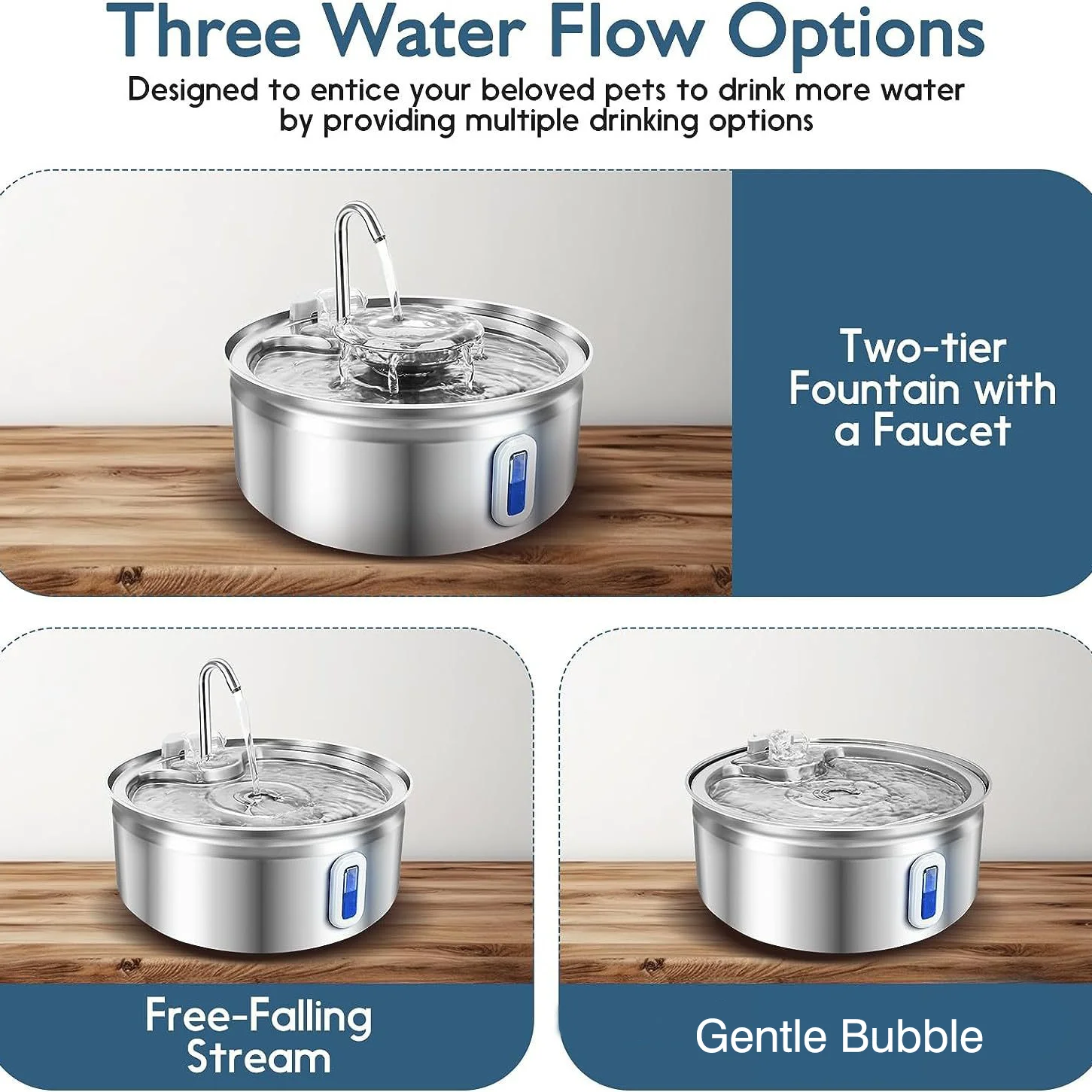 Stainless Steel 304 Automatic Electric Pet Water Dispenser 3.2L Smart Device Filtering Cat Water Fountain - Image 3