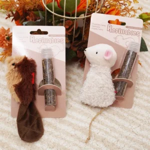 Cat Toys with Catnip and Crinkle Paper Cartoon Animal Shape Chew-Resistant Toys with Cotton for Indoor Play and Boredom Relief Pack of 2