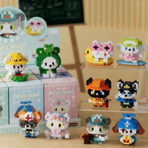 Wholesale Building Blocks Set Assorted Mini Cartoon Cat and Dog Micro Particle Animal Figures Educational Puzzle Toy for Kids