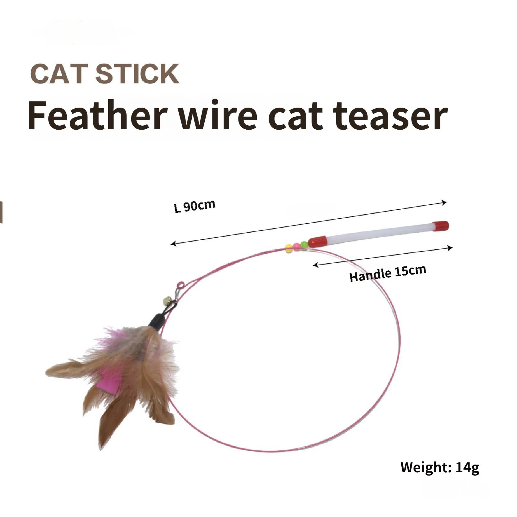 Plush Bell Feather Interactive Cat Teaser Wand with Steel Wire Elastic Rod-Cat Toy & Pet Supplies Pack of 100 - Image 4
