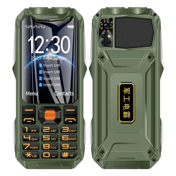 Q9 GSM 2G Network Mobile Phone 4 SIM Cards Rugged Bar Cellphone 3.5Inch HD Display Big Battery Loud Voice for Elderly