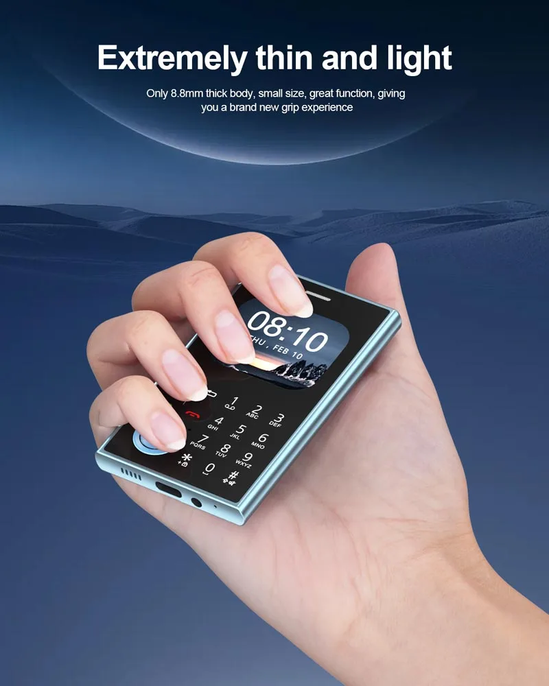 V8 Mini Mobile Phone 2.01" HD Round Screen Dual SIM Card Speed Dial Magic Voice FM Radio Flashlight Small Cellphone Type-C Pack of 5 - Image 4