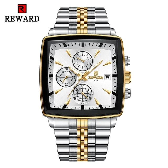 Reward 81100 Men's Stainless Steel Wristwatch Waterproof Luminous Sport Chronograph with Date & Stopwatch 40mm Dial Diameter Pack of 2 - Image 4