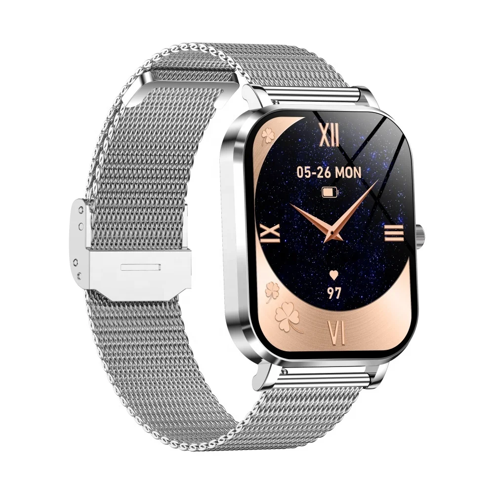 MK90 Lady's Ultra-Thin Metal Case Smart Watch with Stainless Steel Strap 1.75" Screen BT Calls Health Monitoring IP68 Waterproof Pack of 3 - Image 2