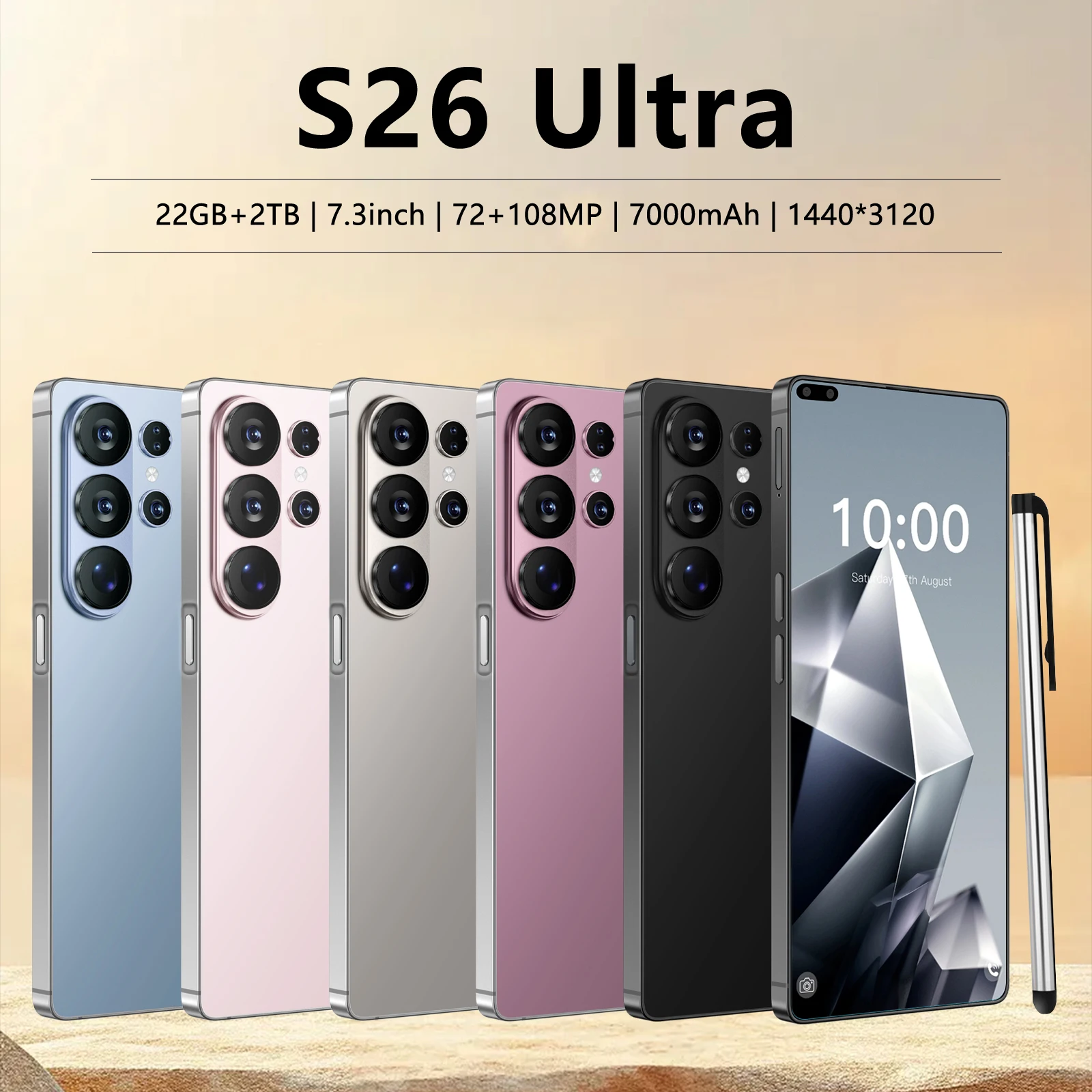 Metallic Frame S26 Ultra 5G Smartphone 7.3 Inch 2K 16GB+1TB Android 15 Deca Core Global Version Dual SIM Mobile Phones - Image 4