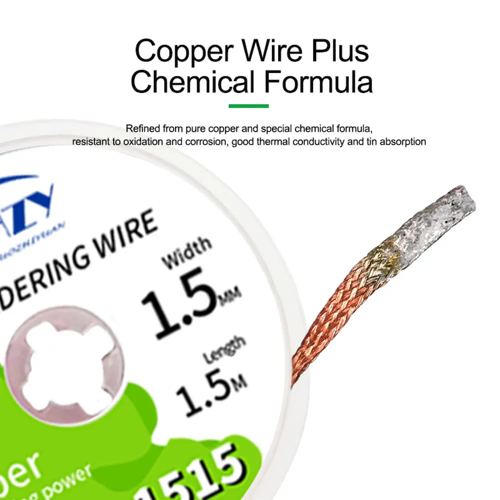 HZY 1.5-3.5mm Desoldering Mesh Braid Tape Copper Welding Point Solder Remover Wick Suitable for Motherboard Repair Pack of 10 - Image 3