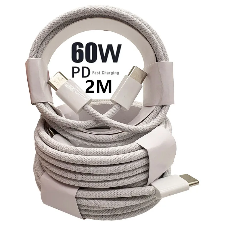 Wholesale 2M Nylon Braided 60W USB-C Fast Charger Cable 2M /16/17 Pro Max Type-C Charging Cable for Samsung Xiaomi for iPhone 15 Pack of 50 - Image 4