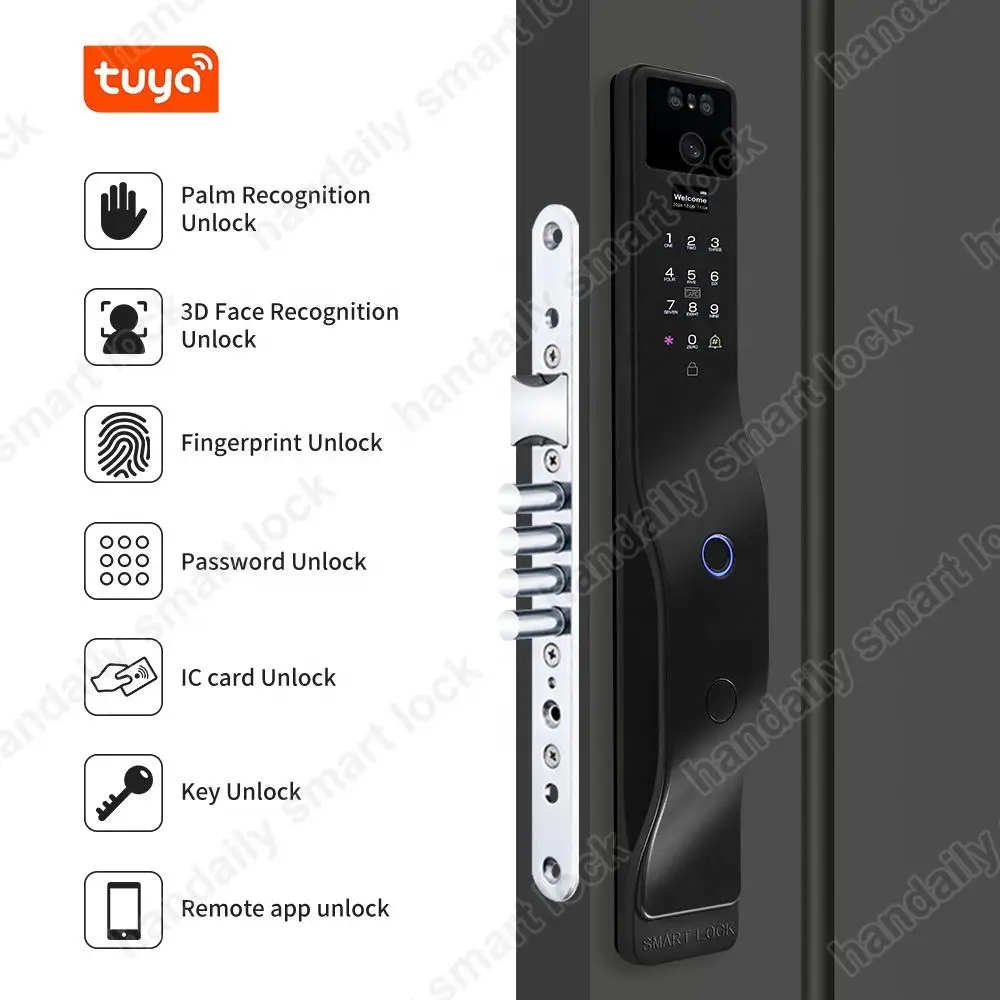 Face Recognition Smart Door Lock Israel Mortise Wifi Fingerprint Cerradura Tuya Inteligente Digital Lock With Camera for Home - Image 4