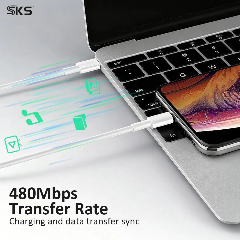 Type-C to 8-Pin Charging Cable-CM-8P ABS Shell 3A Fast Charging Data Cord for Smartphones Tablets & Printers (1 Meter) - Image 4