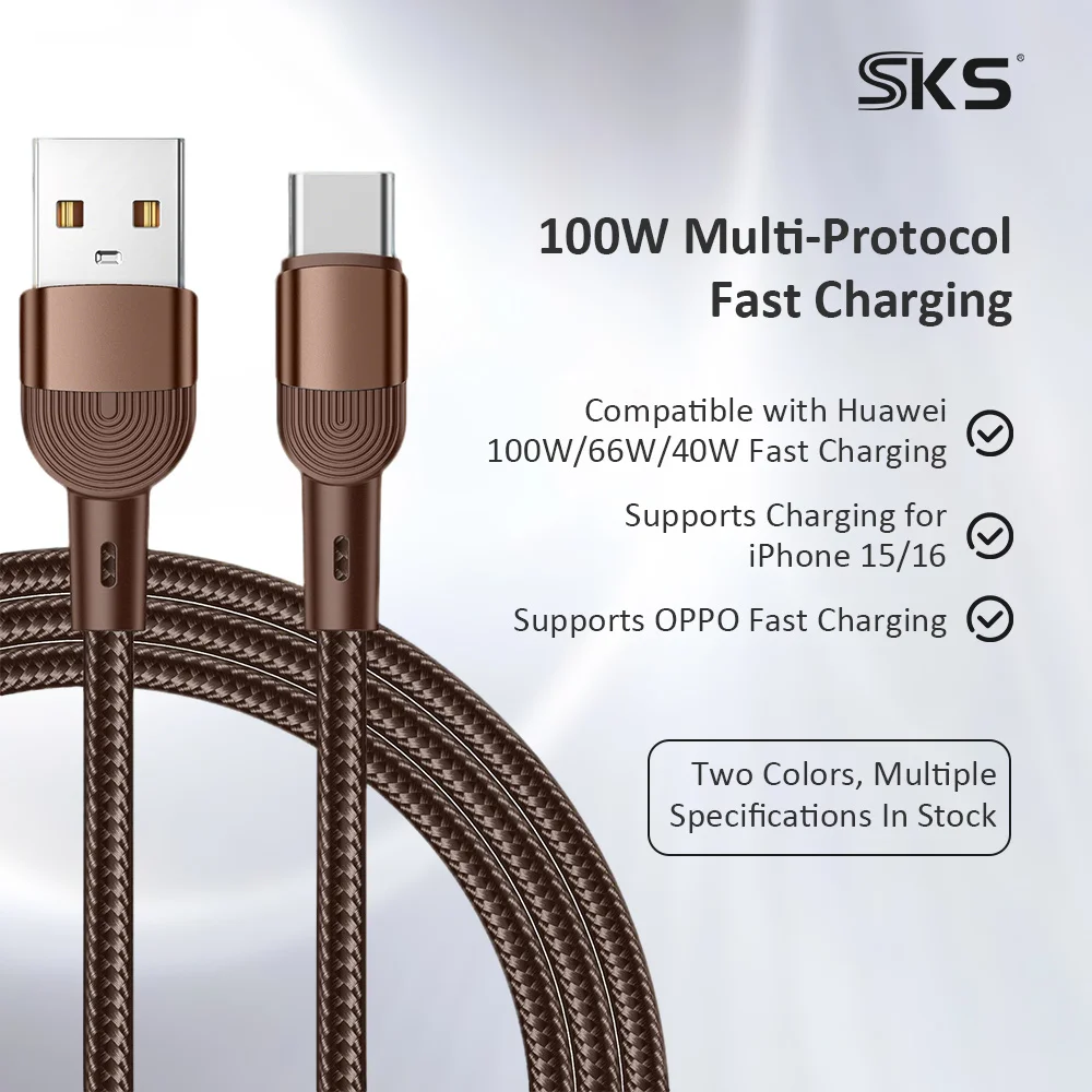 Nylon Braided USB-C Cable 6A 100W PD Fast Charging USB 3.0 for IOS & Printer 1M/2M/3M Lengths Pure Copper - Image 2