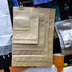 Recyclable Stand up Pouch Zip Lock Kraft Paper Bag Food Packaging Paper Bag Ziplock Bag With Window