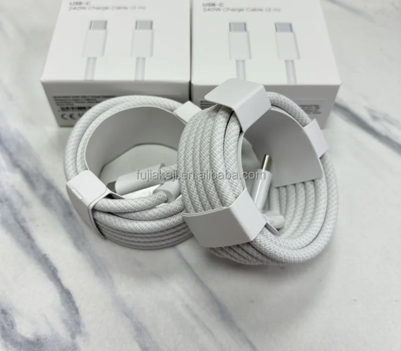 Wholesale 240W PD Super Fast Charging Type-C to Type-c Data Cable USB-C 2M Nylon Braided Charger Cable for Phone 15 16 Pack of 10 - Image 2