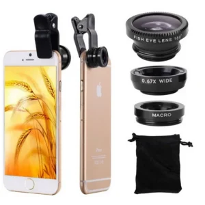 3 in 1 Fish Eye for iPhone Phone Lens Fisheye +wide Angle +macro Camera Lenses for Smart Phone Pack of 5