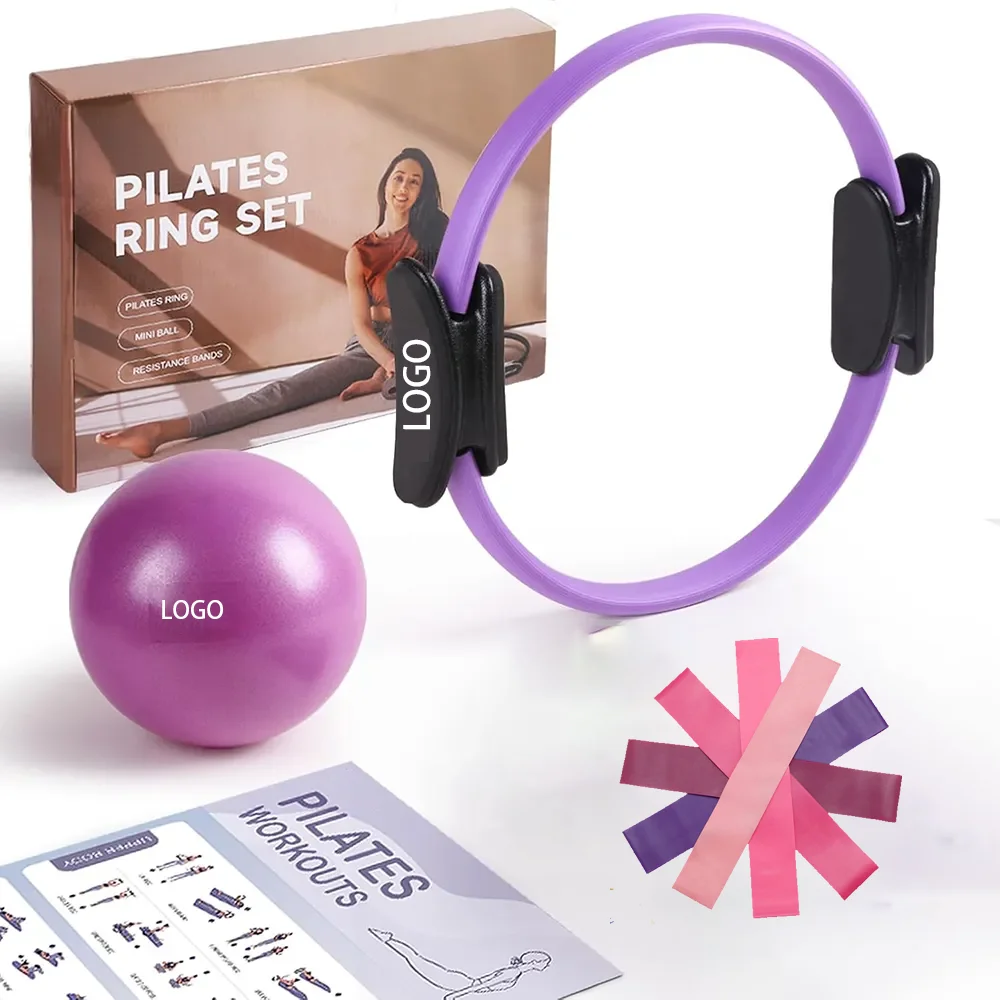 Pilates Ring Circle Set Booty Bands Stretching Equipment Pilates Mini Exercise Ball for Legs Arms and Thighs Pack of 2 - Image 2