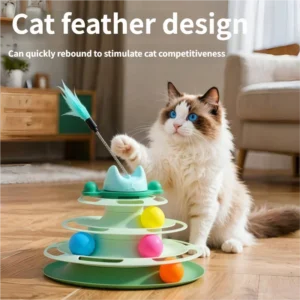 Classic Durable Small Four-Layer Spring Teaser Wand Track Tower Cat Toy for Cats & Kittens Eco-Friendly Pack of 28