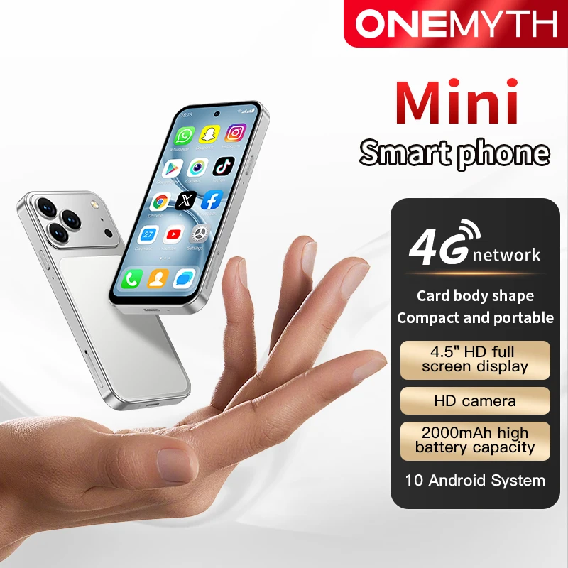 ONEMYTH A19Pro Mini Smartphone 4G Dual SIM 4.5" HD Mobile Phone 2000mAh 2GB+16GB Android 10.0 Play Store Small Cellphone Face ID Pack of 5
