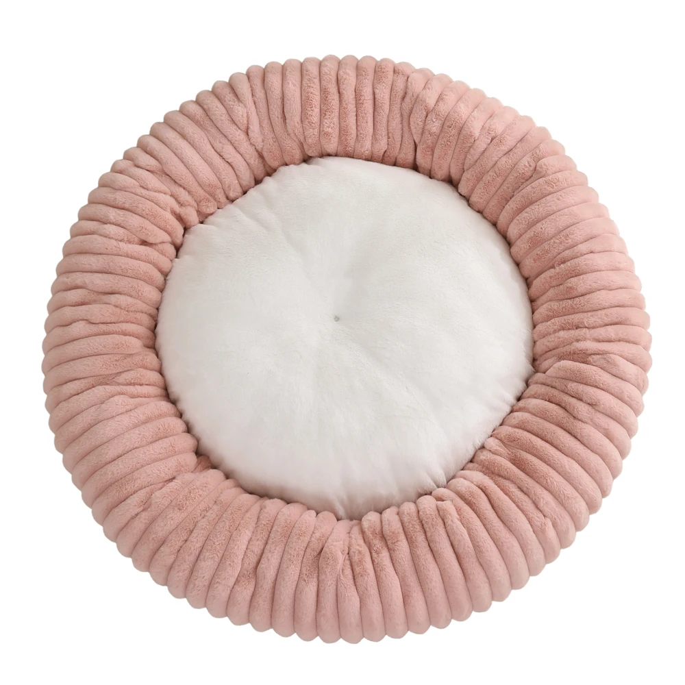 New Fur Round Donut Dog Bed Luxury Comfortable Washable Warm Pet Bed Cat Mat Faux Rabbit Fur for Small Large Dogs Pack of 2 - Image 2