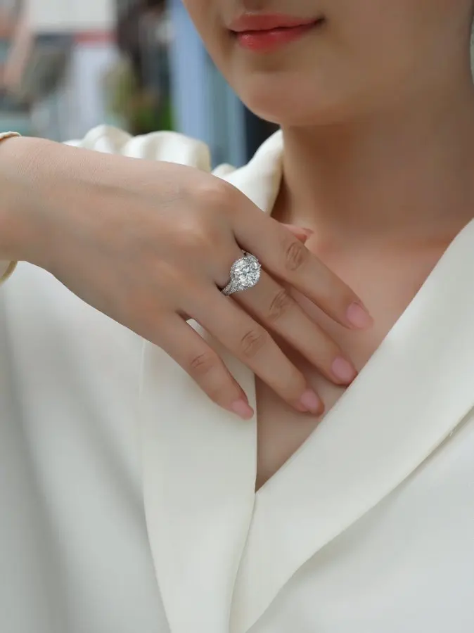 5 Carat D Color Moissanite Halo Ring VVS1 Lab Stones S925 Sterling Silver 18K Gold Rose White Gold Plated Wedding Jewelry - Image 4