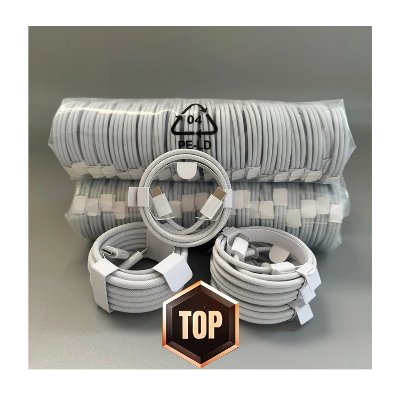 PD Fast Charging Weaving Type C to C Cord 1M 2M 60W USB-C Charge Cable 16 15 14 13 12 Pro Max for iPhone 17 Pack of 100