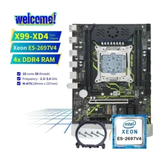 PANDL NEW M-ATX X99-XD4 8-Phase Mainboard Kit Combo Intel Xeon E5 2697 V4 4xDDR4 RAM 2697v4 X99 Motherboard Kit