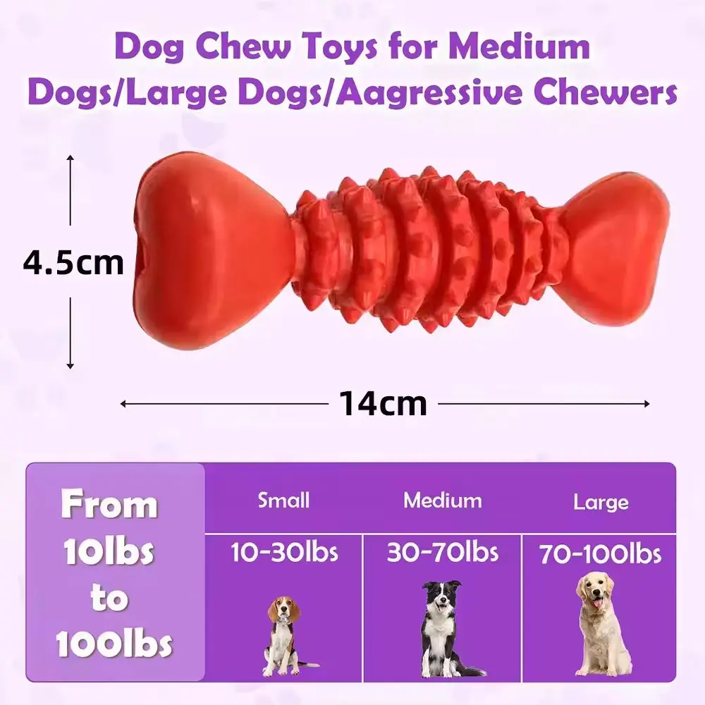 Natural Rubber Dog Bone Shape Teeth Cleaning Interactive Dog Toys Dog Teeth Cleaning Toy Pack of 2 - Image 3