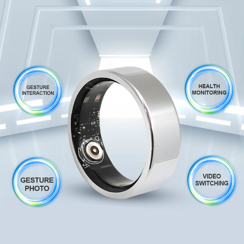 New R06 Health Smart Ring Finger Fitness Tracker Heart Rate Blood Oxygen Monitor IP67 Waterproof App Control Android Pack of 3 - Image 3