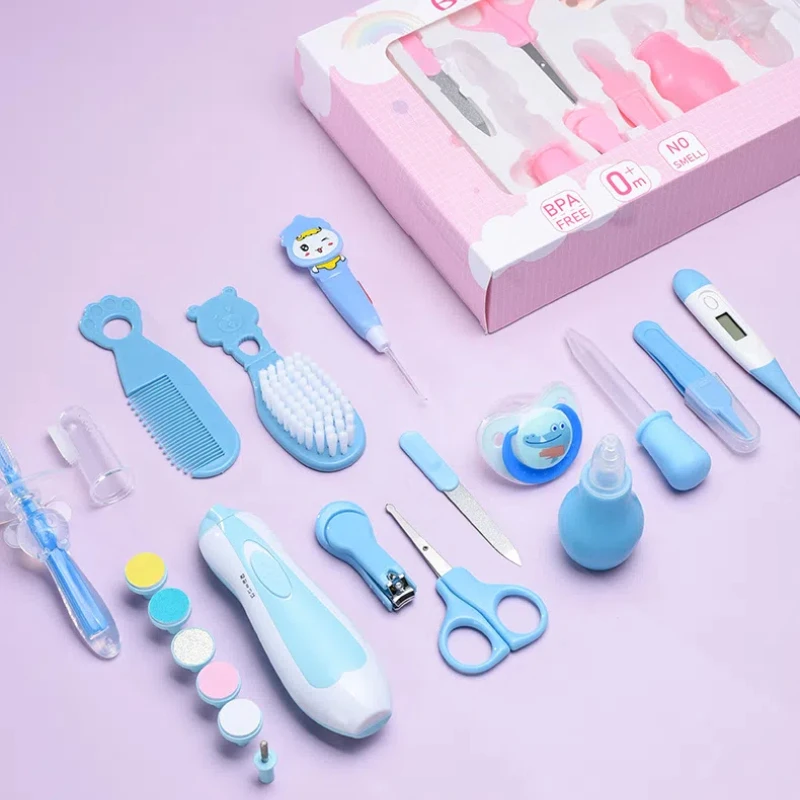 Newborn Nursery with Toothbrush Thermometer Nail Clipper File 14pcs Kit Baby Healthcare Grooming Kit Health Safety Care Set Pack of 3 - Image 2