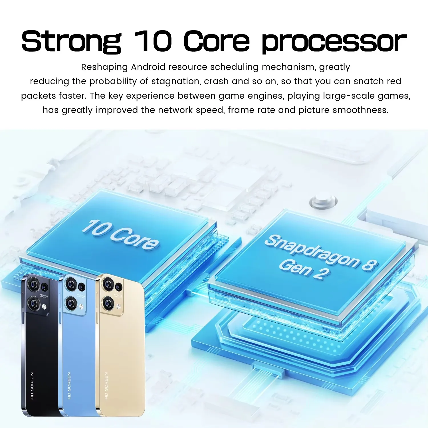 Ergonomic Grip Unlock Reno 9 Pro 6.8 Inch Phone 16gb Ram 1tb RomHigh-definition Smart Android Fast Charging Mobile Phone - Image 3