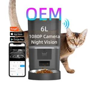 OEM 6L Automatic Cat Feeder With Camera 1080P HD Video 5G WiFi Smart Pet Feeder Dog Food Dispenser Automatic Pet Feeder Timer Pack of 16