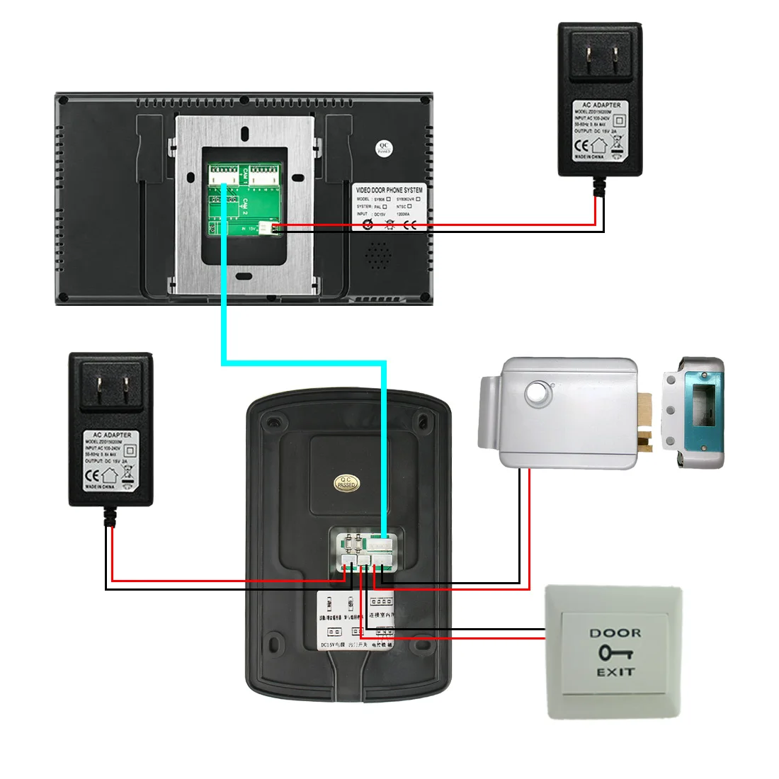 Wired 7"TFT Touch Screen Color LCD Door Phone Wired Video Intercom 1or 2 Monitor Doorbell - Image 3