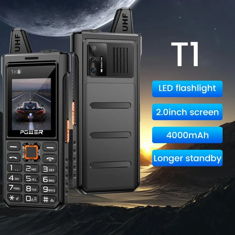 GSM 2G Rugged Outdoor Mobile Phone T1 Three SIM Cards 2.0Inch Screen 4000mAh Battery Loud Big Key Bar Phone Flashlight - Image 4
