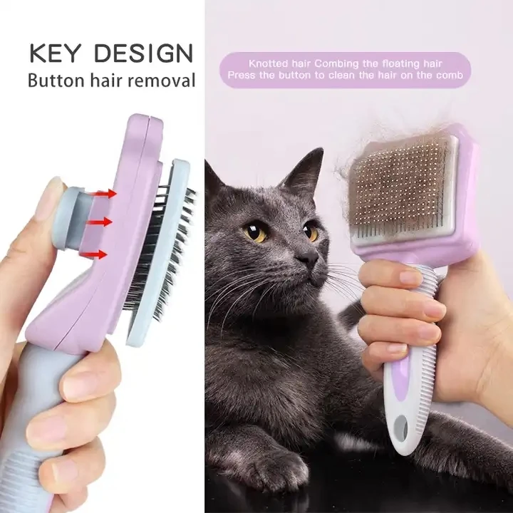 Factory Wholesale Customized Logo Self Cleaning Cat Pin Brush Dog Pet Grooming Slicker Brush Pack of 50 - Image 2