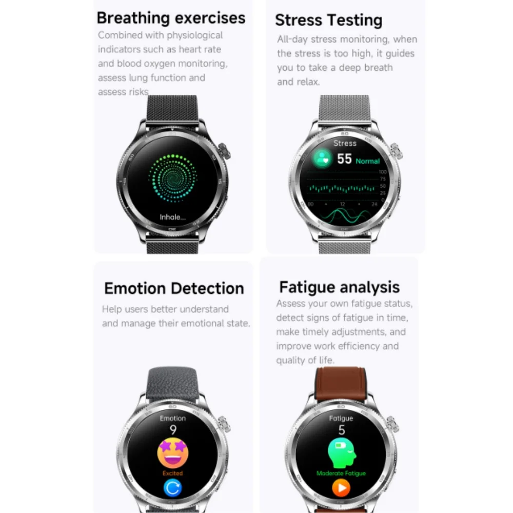 T5 ECG Smart Watch Heart Rate Sleep Pressure Monitoring BMI Measurement MET Women's Health Breathing IP68 Waterproof - Image 3
