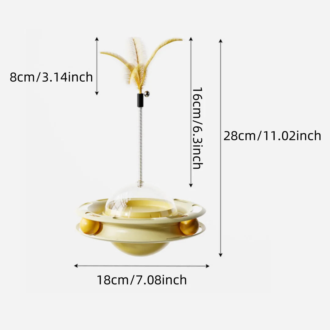 Interactive Tumbler Carousel Cat Toy with Teaser Stick for Slow Feeding Boredom Relief Training Puzzle Treat Dispenser Cat Toy Pack of 2 - Image 3