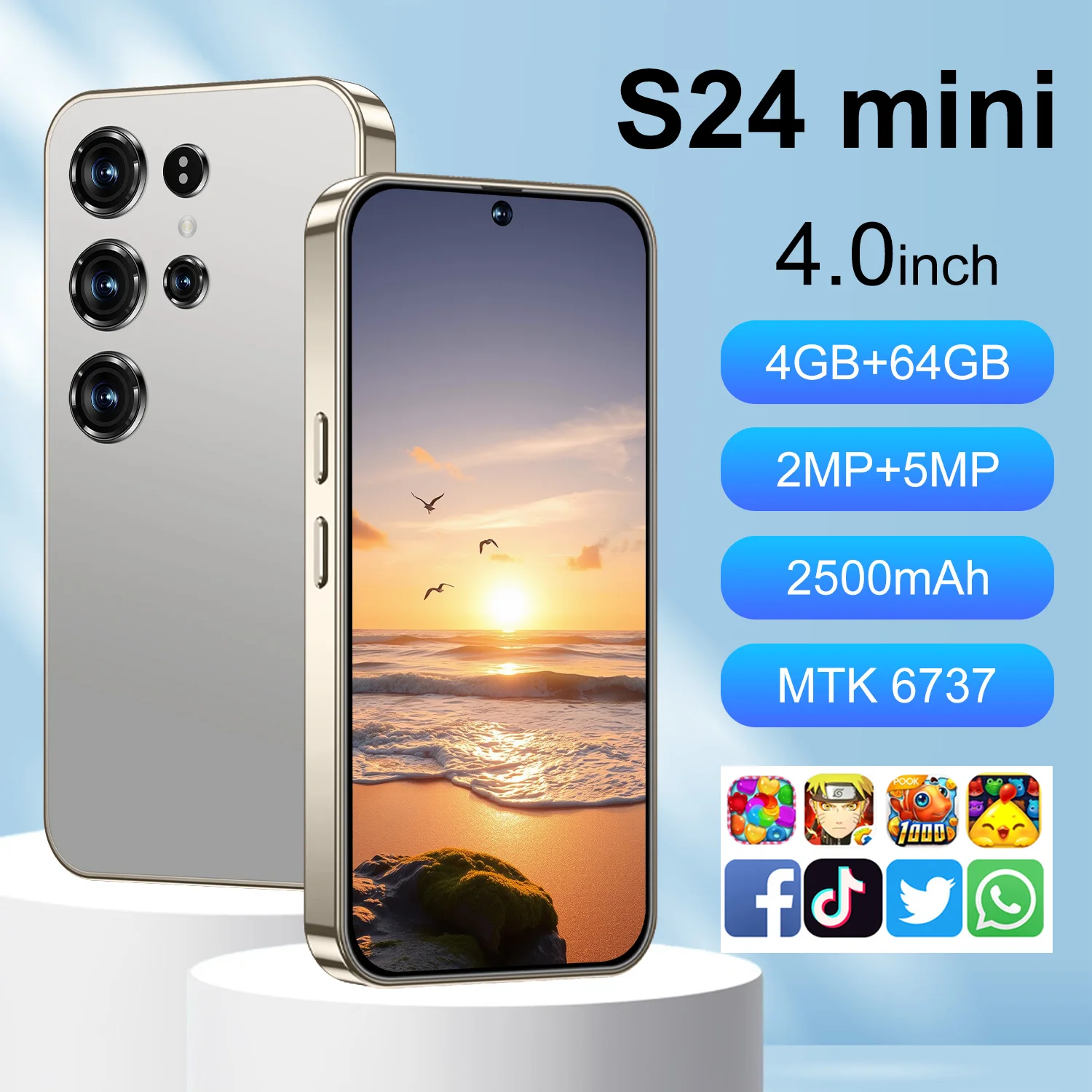Global Version Mini S24 Ultra Full Screen 4GB+64GB Snapdragon8gen3 4core with Dual Sim Mobile Phone - Image 4