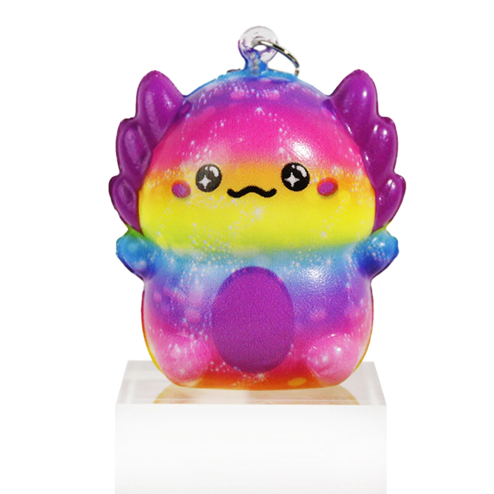 Popular Kawaii PU Foam Fire Lizard Axolotl Keychain Toy Mini Claw Machine Cartoon Doll for Kid Cute Fire Lizard Squeeze Keychain Pack of 100