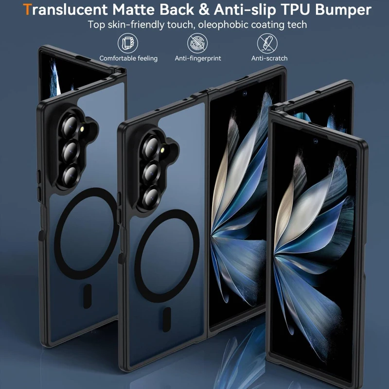 Full Cover Matte Case For Samsung Galaxy Z Fold 7 Magnetic Mobile Phone Cases with Magnet for Z Fold7 Translucent Cover New - Image 4