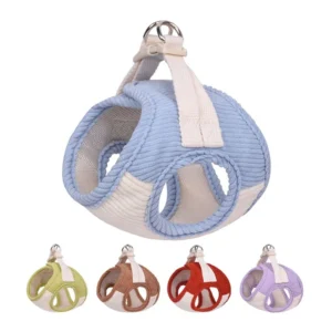 Beirui Wholesale Durable No Pull Corduroy Mesh Padded Breathable Adjustable Step in Pet Accessories Puppy Dog Harness Leash Set Pack of 20