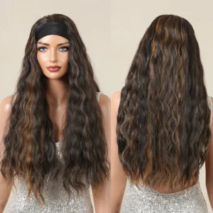 Natural Wave Loose Wave Elastic Cap Heat-resistant Synthetic Fiber Wig Real Photo Matte Durable Curly Hair Headband Wig Strap