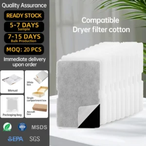 10 X Dryer Filter Cloth for Filter Cloths to Protect the Filter Sponge Lint Collector for Tumble Dryers Heat Pump Dryers Pack of 20
